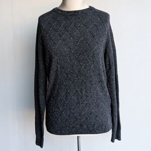 Merino Wool Cotton Blend Gray Knit Sweater
